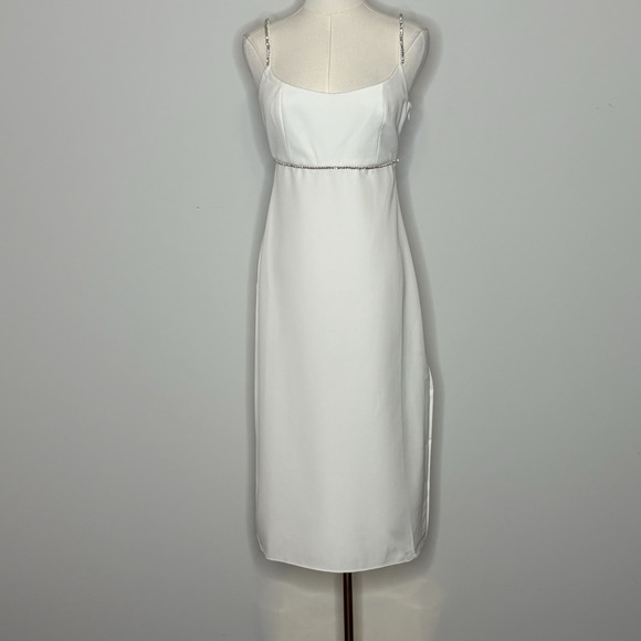Sachin & Babi BHLDN White Embellished Midi Dress Size 2 | Crystal Straps & Waist - Picture 1 of 8